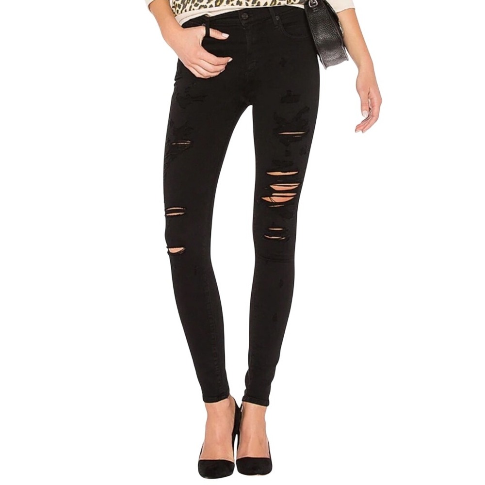 Agolde Jeans Sophie High Rise Skinny Moonstruck Distressed Black Women's Size 25